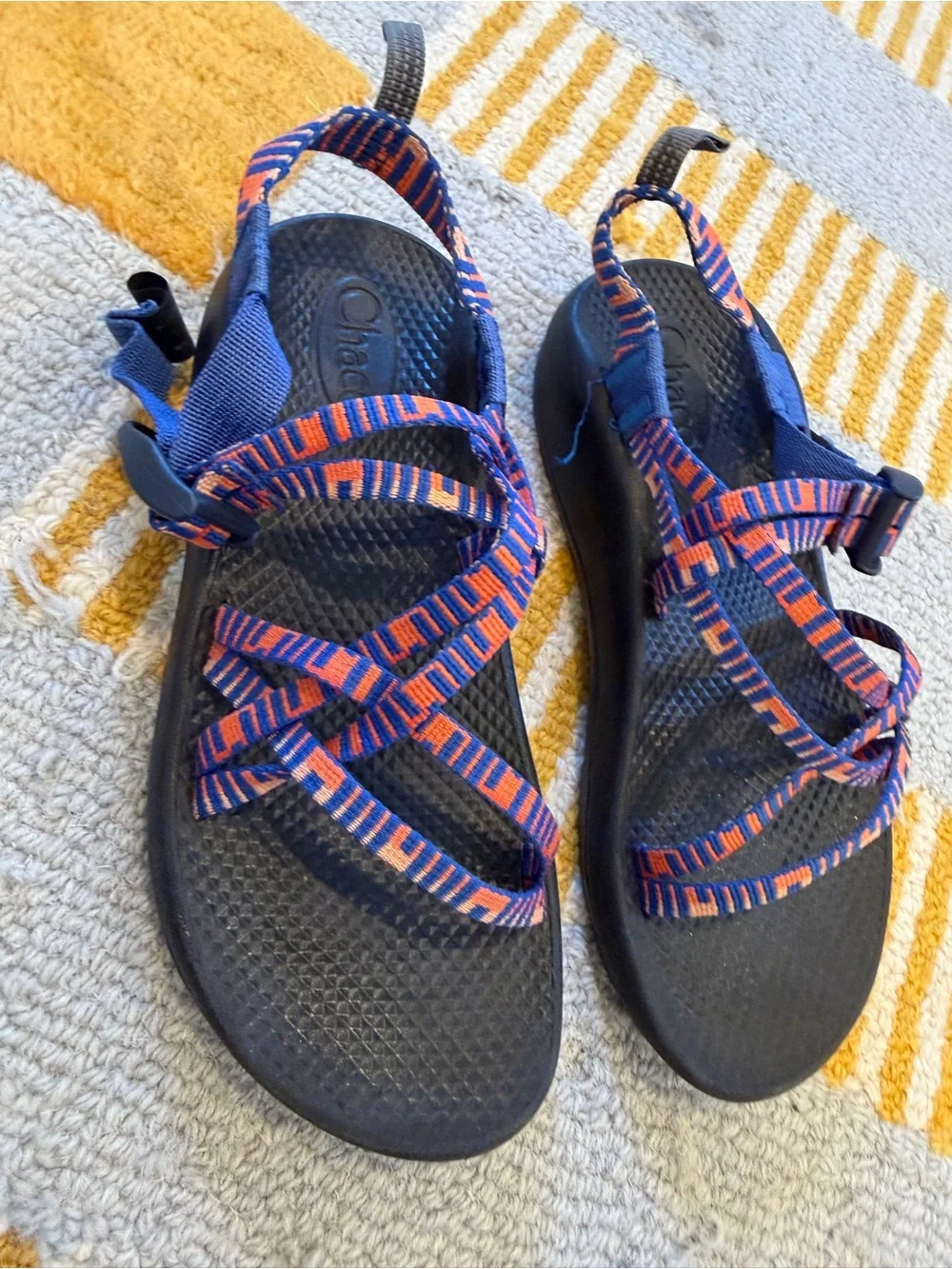 Chaco Kids Sandals Blue and Orange Patterned Straps